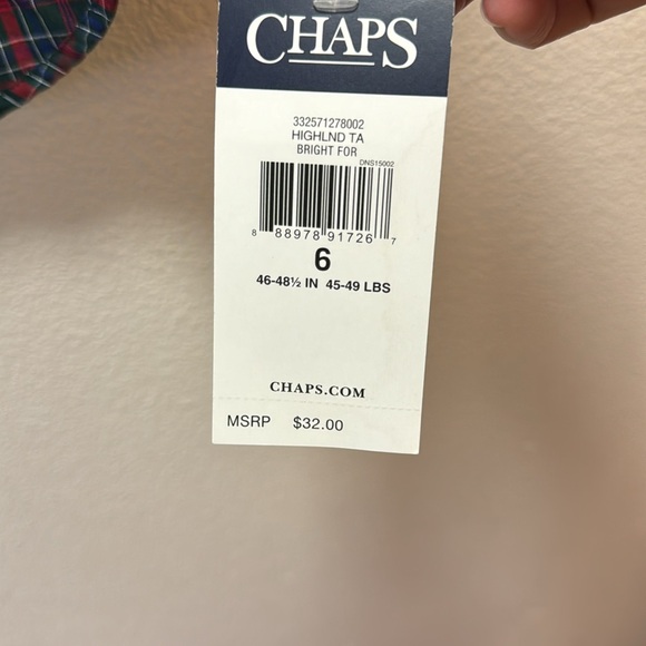 Chaps boys easy care button down dress shirt blue red green size 6 NWT - Picture 3 of 4
